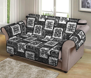 Grey African Adinkra Symbols Print Loveseat Protector