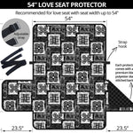 Grey African Adinkra Symbols Print Loveseat Protector