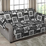 Grey African Adinkra Symbols Print Loveseat Protector