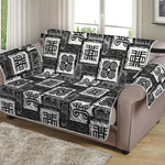 Grey African Adinkra Symbols Print Loveseat Protector