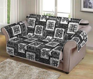 Grey African Adinkra Symbols Print Loveseat Protector