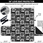 Grey African Adinkra Symbols Print Loveseat Protector