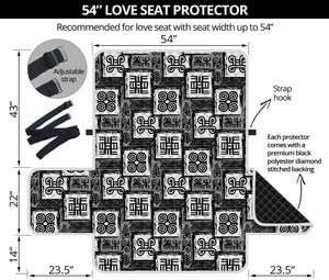 Grey African Adinkra Symbols Print Loveseat Protector