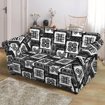 Grey African Adinkra Symbols Print Loveseat Slipcover