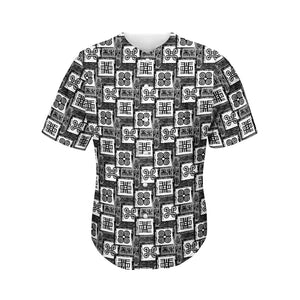 Grey African Adinkra Symbols Print Men's Baseball Jersey