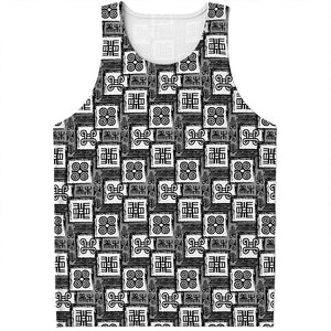 Grey African Adinkra Symbols Print Men's Tank Top