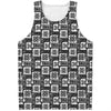 Grey African Adinkra Symbols Print Men's Tank Top