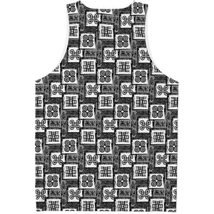 Grey African Adinkra Symbols Print Men's Tank Top