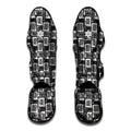 Grey African Adinkra Symbols Print Muay Thai Shin Guards