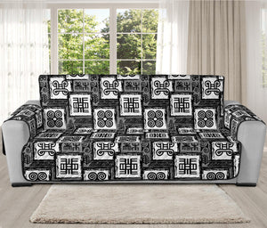 Grey African Adinkra Symbols Print Oversized Sofa Protector