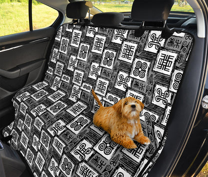 Grey African Adinkra Symbols Print Pet Car Back Seat Cover