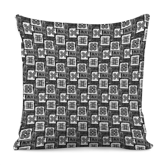 Grey African Adinkra Symbols Print Pillow Cover