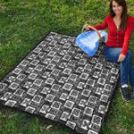 Grey African Adinkra Symbols Print Quilt