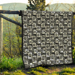 Grey African Adinkra Symbols Print Quilt