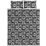 Grey African Adinkra Symbols Print Quilt Bed Set
