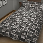 Grey African Adinkra Symbols Print Quilt Bed Set