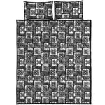 Grey African Adinkra Symbols Print Quilt Bed Set