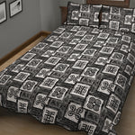 Grey African Adinkra Symbols Print Quilt Bed Set