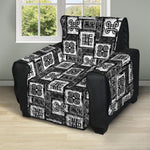 Grey African Adinkra Symbols Print Recliner Protector