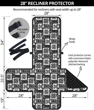 Grey African Adinkra Symbols Print Recliner Protector