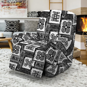 Grey African Adinkra Symbols Print Recliner Slipcover