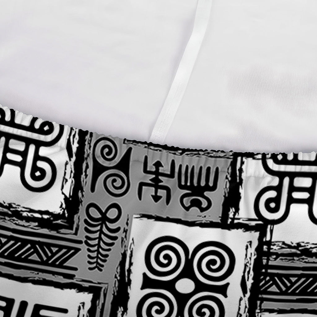 Grey African Adinkra Symbols Print Sofa Cover