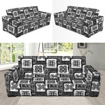 Grey African Adinkra Symbols Print Sofa Slipcover