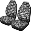 Grey African Adinkra Symbols Print Universal Fit Car Seat Covers