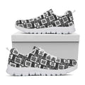 Grey African Adinkra Symbols Print White Running Shoes