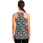 Grey African Adinkra Symbols Print Women's Racerback Tank Top