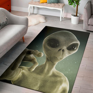 Grey Alien 3D Print Area Rug