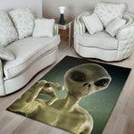 Grey Alien 3D Print Area Rug