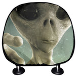 Grey Alien 3D Print Car Headrest Covers
