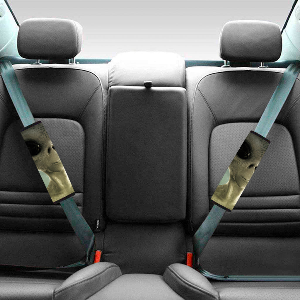 Grey Alien 3D Print Car Seat Belt Covers