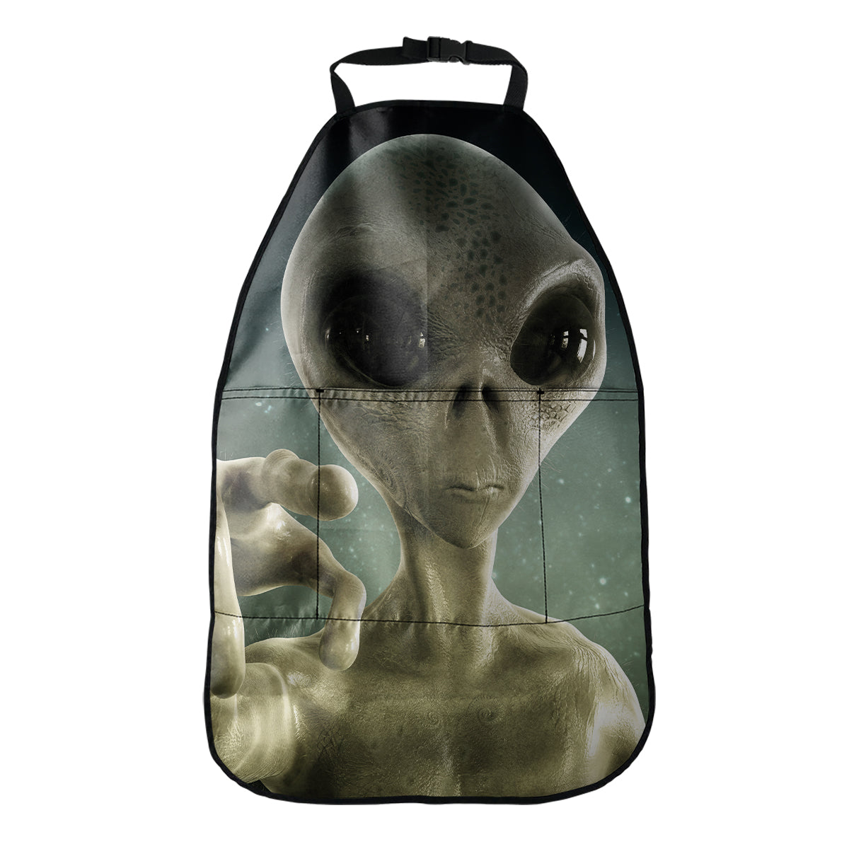 Grey Alien 3D Print Car Seat Organizers