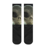Grey Alien 3D Print Crew Socks