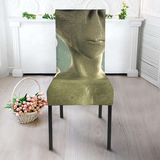Grey Alien 3D Print Dining Chair Slipcover