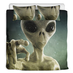 Grey Alien 3D Print Duvet Cover Bedding Set