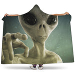Grey Alien 3D Print Hooded Blanket