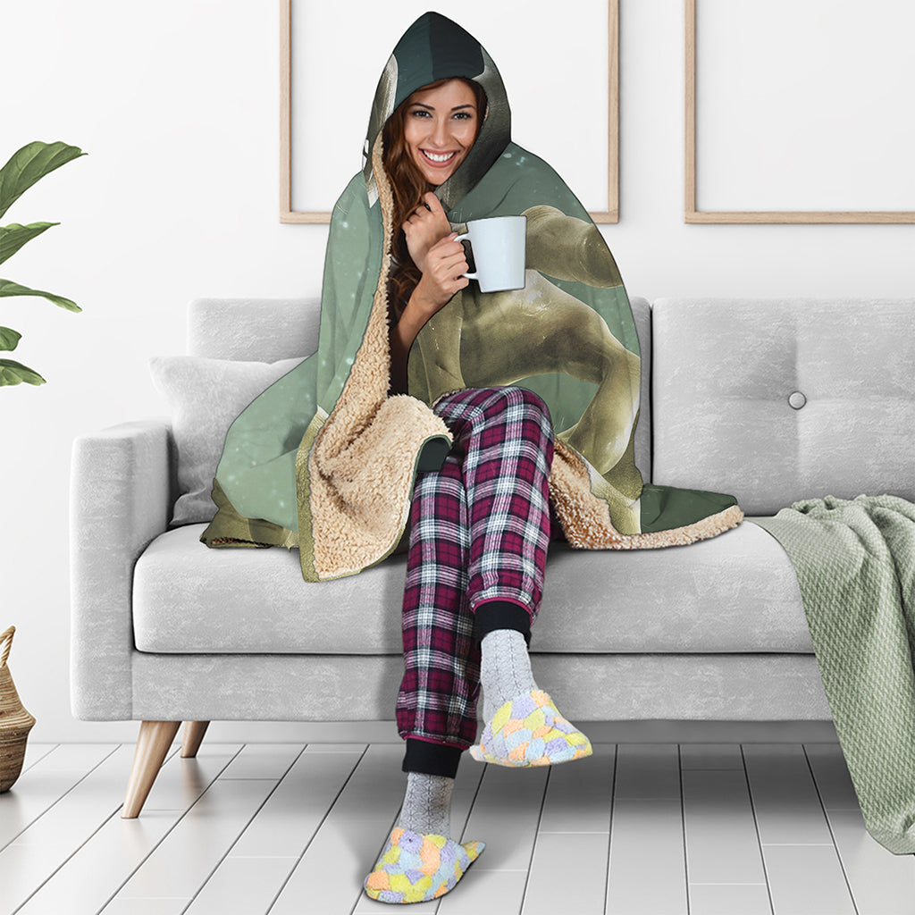Grey Alien 3D Print Hooded Blanket