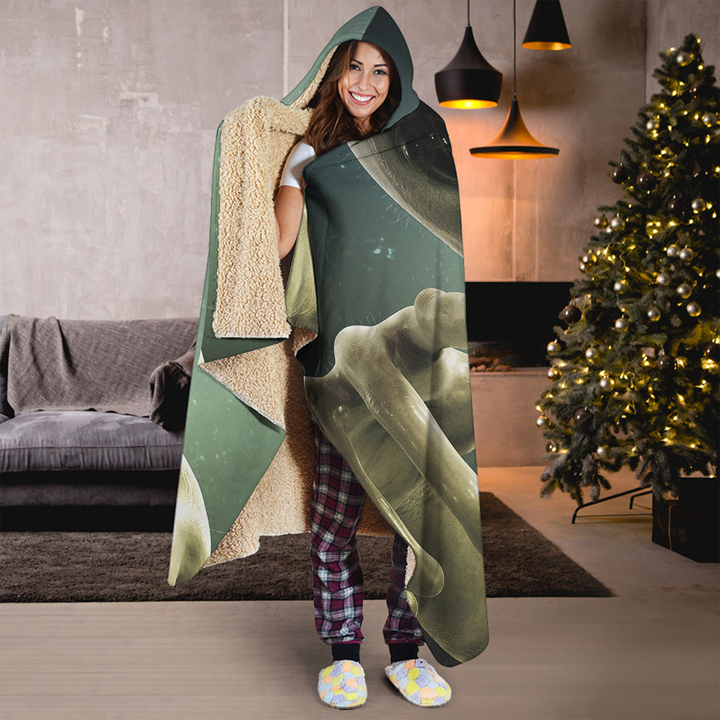 Grey Alien 3D Print Hooded Blanket
