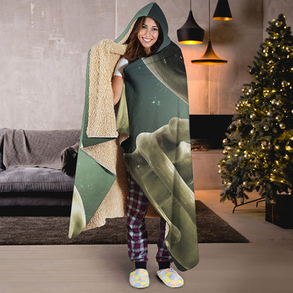 Grey Alien 3D Print Hooded Blanket
