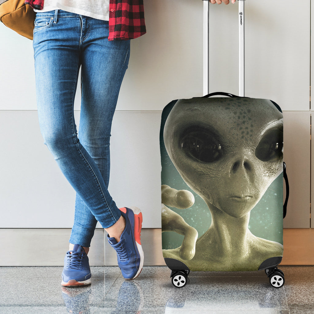 Grey Alien 3D Print Luggage Cover