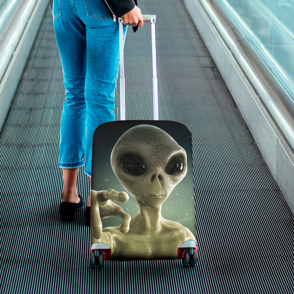 Grey Alien 3D Print Luggage Cover