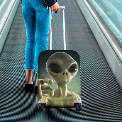 Grey Alien 3D Print Luggage Cover