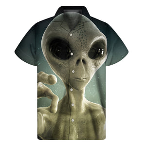 Grey Alien 3D Print Men's Short Sleeve Shirt