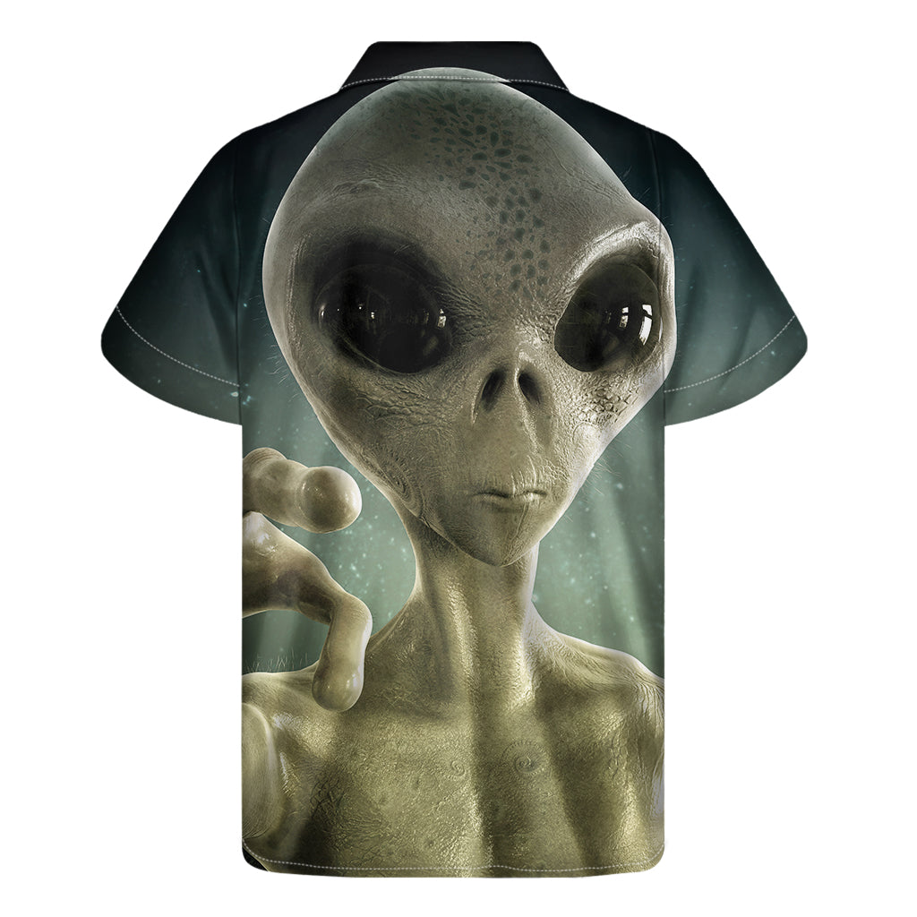 Grey Alien 3D Print Men's Short Sleeve Shirt