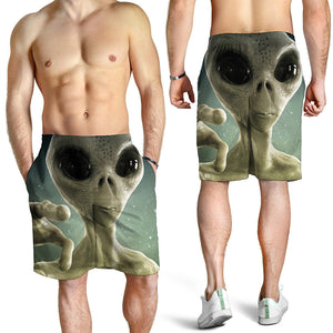 Grey Alien 3D Print Men's Shorts