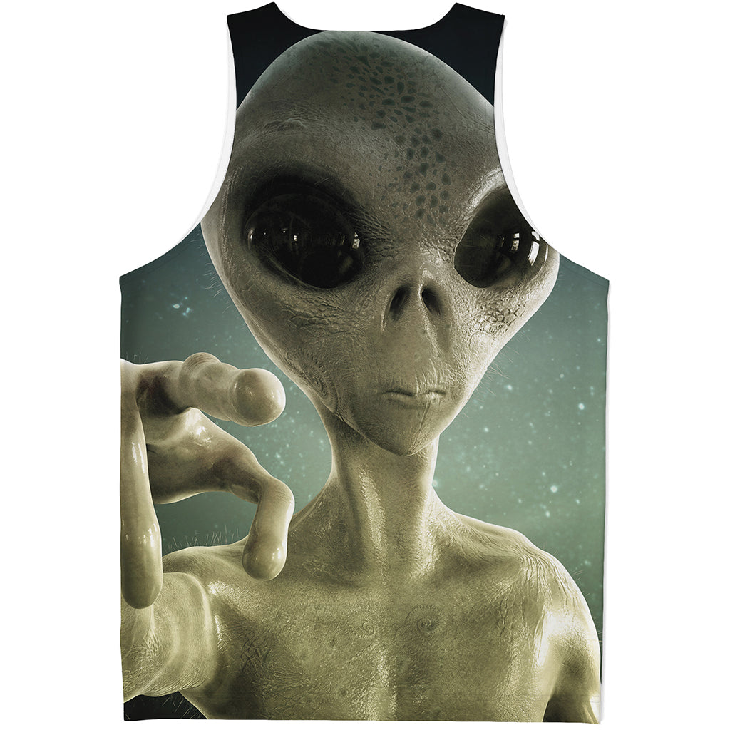 Grey Alien 3D Print Men's Tank Top