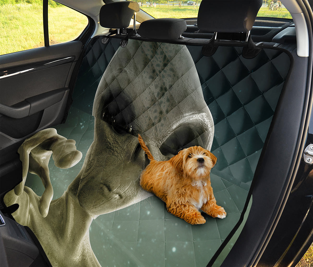 Grey Alien 3D Print Pet Car Back Seat Cover